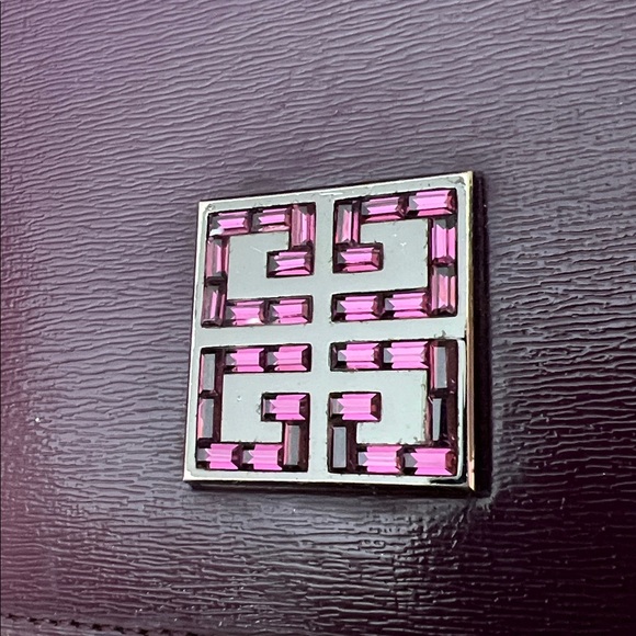 Givenchy Plum Leather Continental Wallet with Silver-Tone Logo GUC - Picture 3 of 17